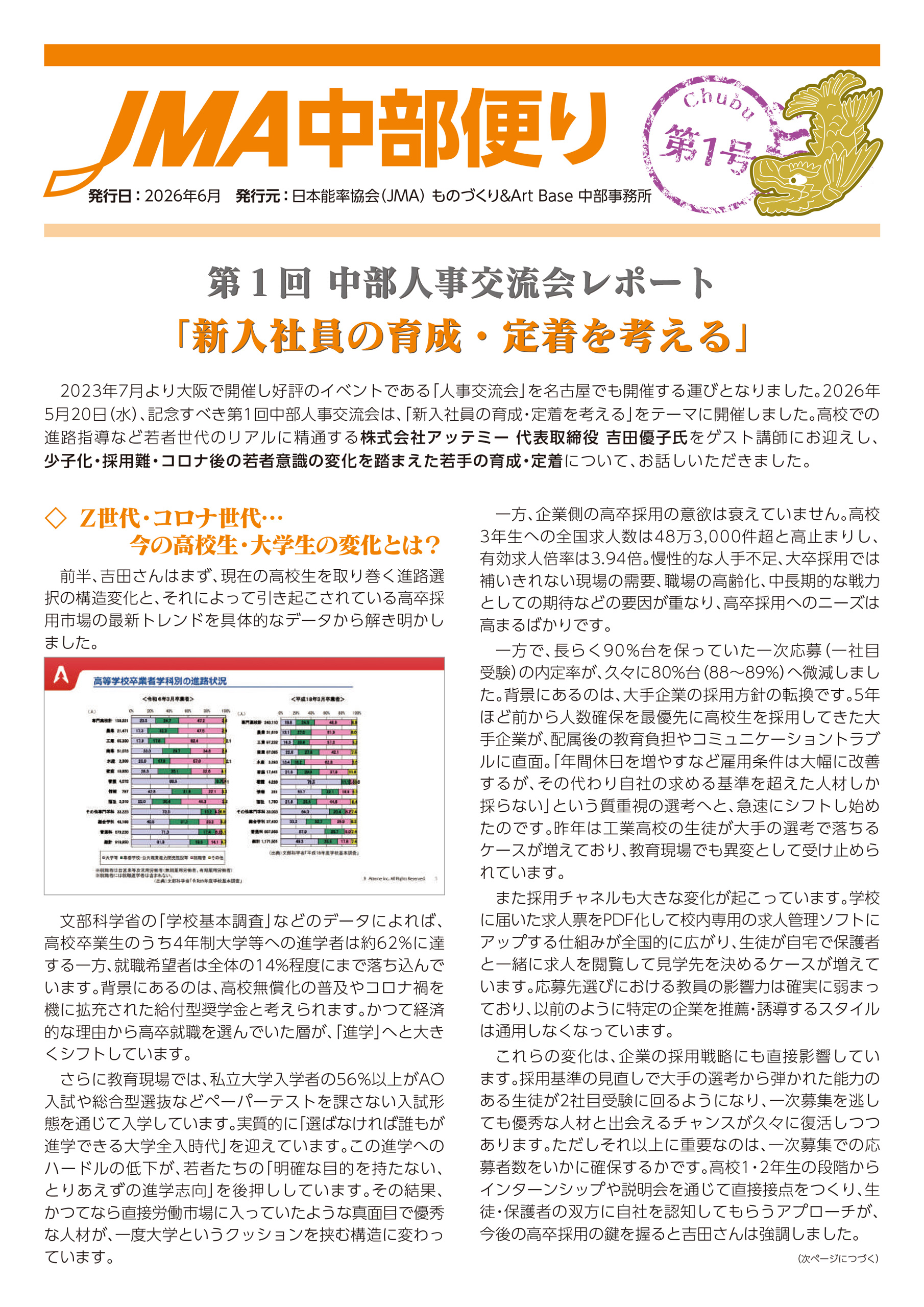 JMA中部便り～第1号～のご案内
